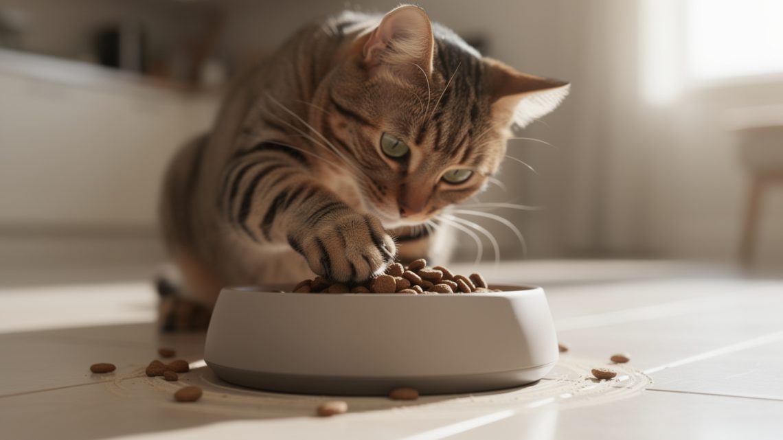 Pourquoi mon chat gratte-t-il autour de sa gamelle ?