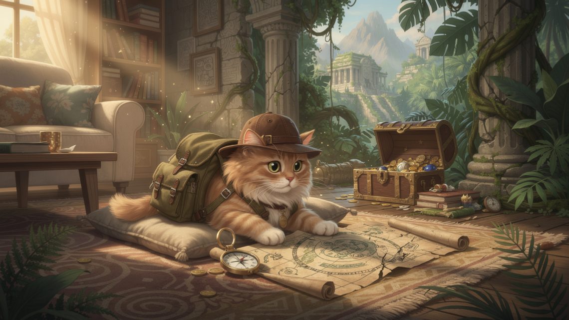 Une journée dans la vie d’un chat paresseux qui se croit aventurier
