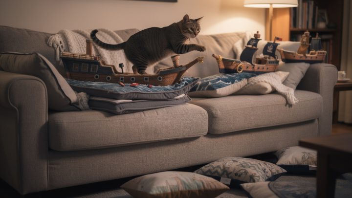 La bataille navale imaginaire entre Charly et les coussins du canapé