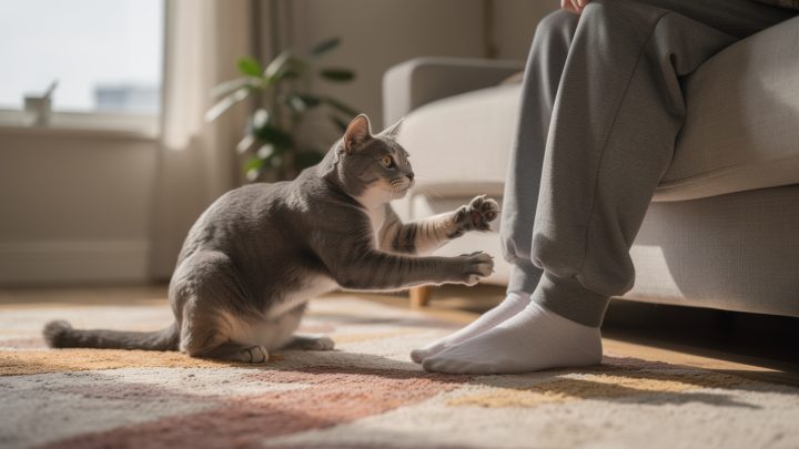 Pourquoi mon chat attaque-t-il mes pieds ?