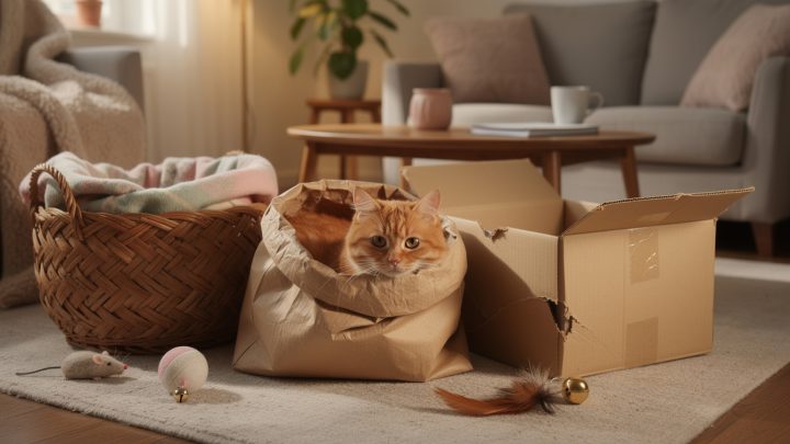 Pourquoi les chats aiment-ils autant les sacs, paniers et cartons ?