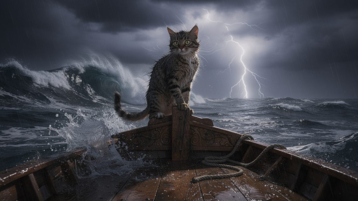 Une nuit de tempête vue par un chat qui se croit en pleine mer