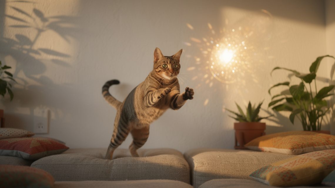 La chasse au reflet lumineux sur le mur