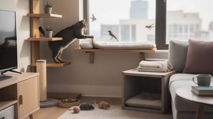 Comment rendre un appartement plus stimulant pour un chat urbain
